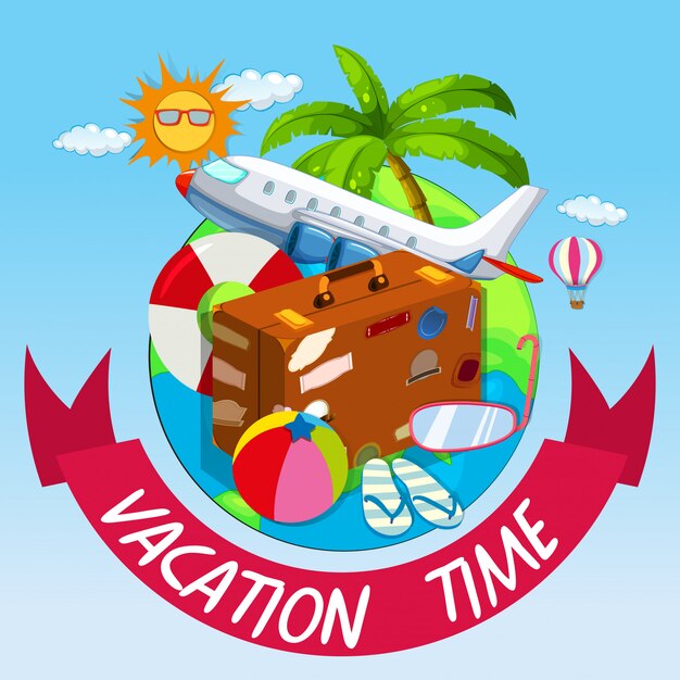 Tiempo de vacaciones con bolsa y avión.