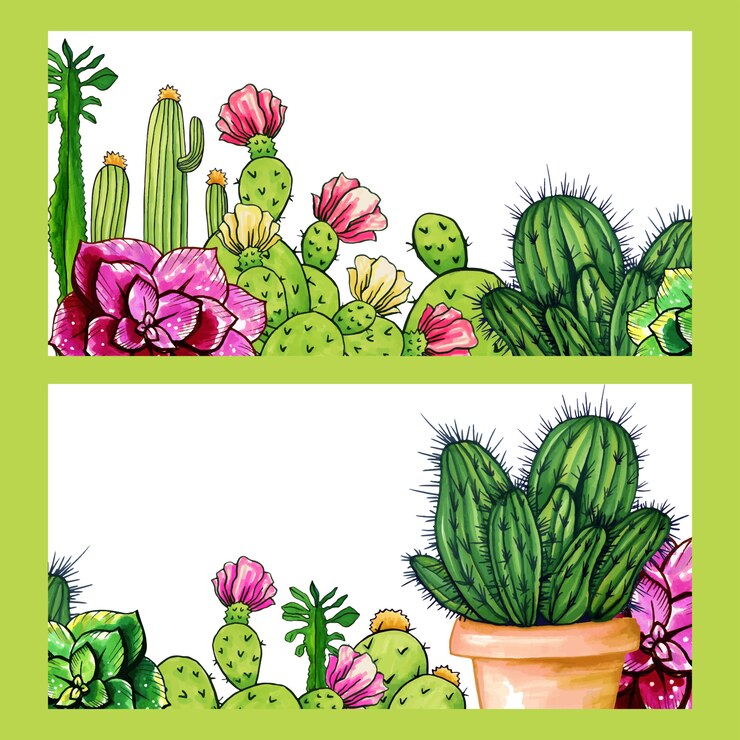 Vector gratuito tienda de cactus pancartas, flores plantas de interior jardín