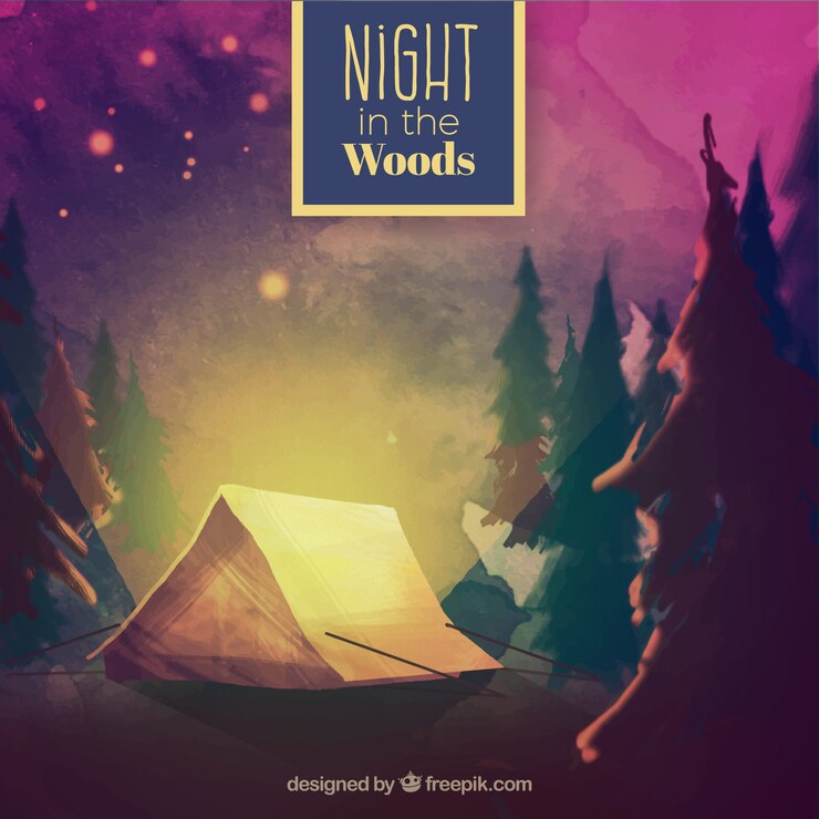 Vector gratuito tienda de campaña de acuarela en un bonito bosque