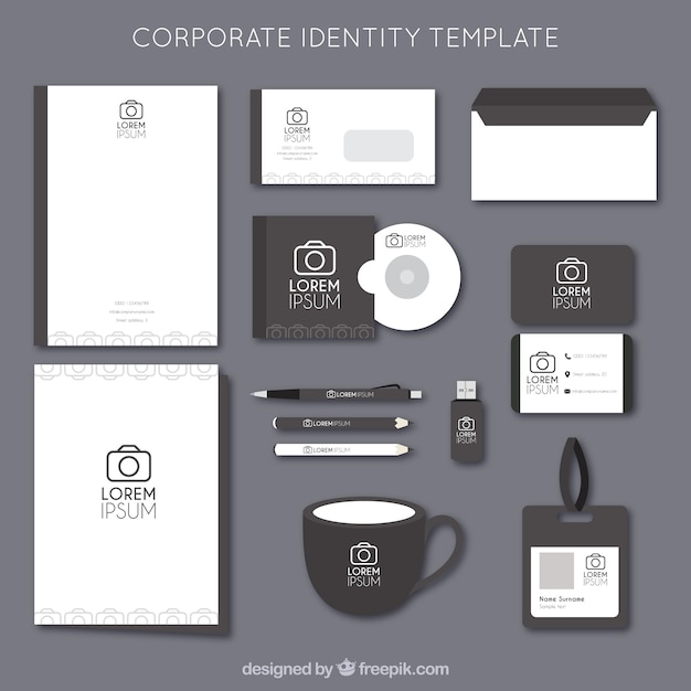 Vector gratuito tienda de fotografía de identidad corporativa