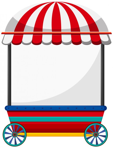 Tienda móvil con techo rojo.