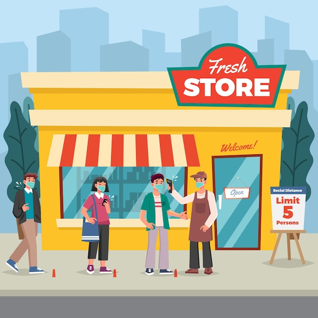 Tienda con un número limitado de personas.
