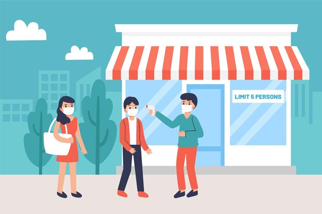Tienda con un número limitado de personas.