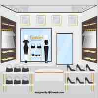 Vector gratuito tienda de ropa, vista del interior