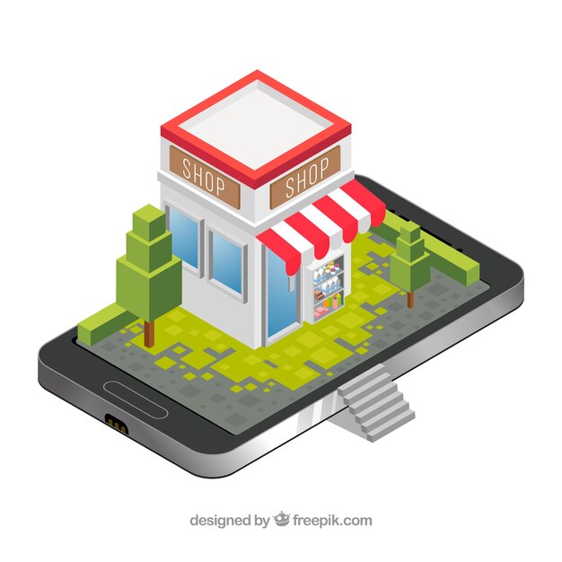 Tienda sobre la pantalla del smartphone