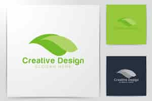 Vector gratuito tierra. bosque. ideas de logotipo de hoja verde. diseño de logotipo de inspiración. ilustración de vector de plantilla. aislado sobre fondo blanco