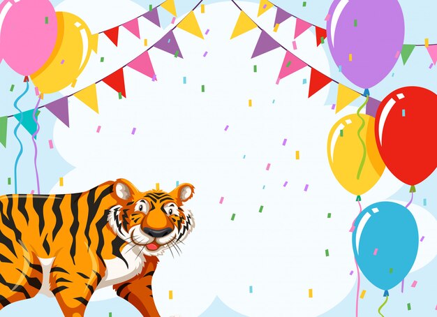 Tiger en plantilla de fiesta