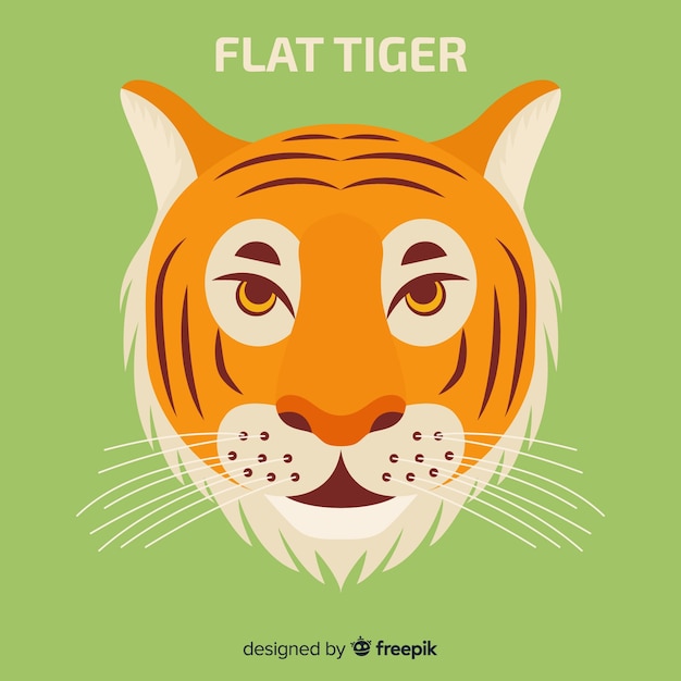 Vector gratuito tigre adorable con diseño plano