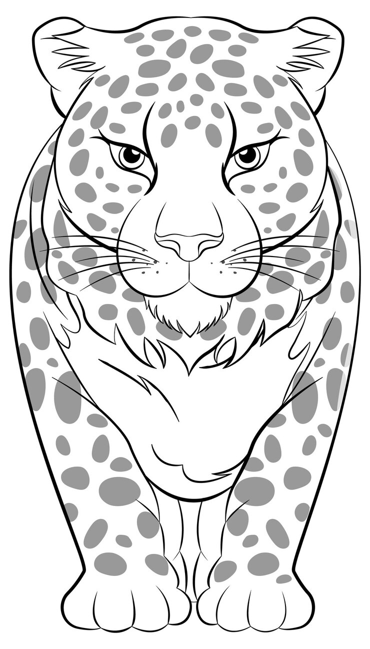 Vector gratuito tigre de dibujos animados de contorno para colorear
