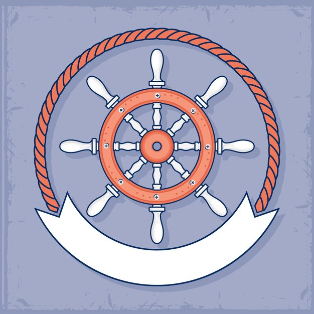 timón de barco con marco de cuerda