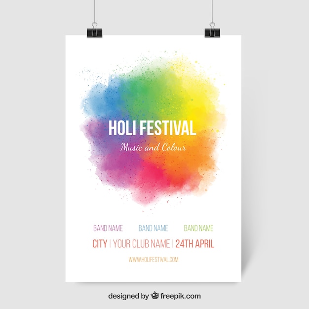 Vector gratuito tinta de colores del cartel del festival de holi