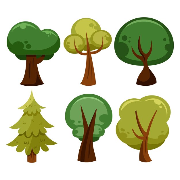 Tipo de diseño plano de árboles.