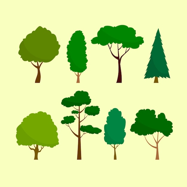 Tipo de diseño plano de paquete de árboles.