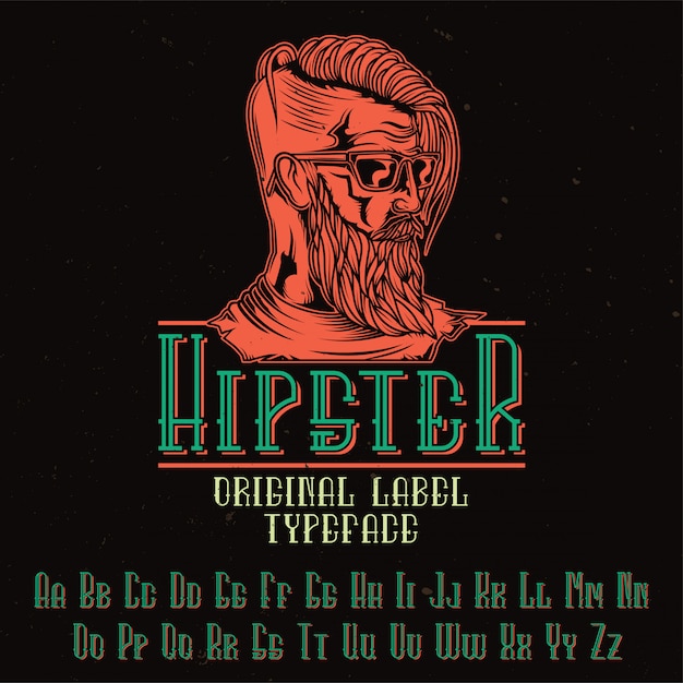 Vector gratuito tipo de letra de etiqueta original llamada 'hipster'. bueno para usar en cualquier diseño de etiqueta.