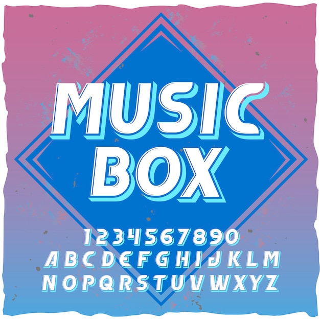 Tipo de letra original de la etiqueta denominada "Music Box".