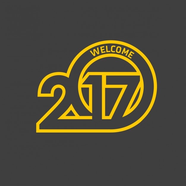 Tipografía 2017 amarilla en fondo gris