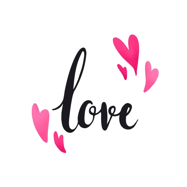 Vector gratuito tipografía de amor decorada con corazones vectoriales.