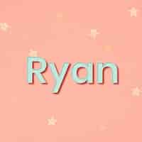 Vector gratuito tipografía del arte de la palabra del nombre de ryan