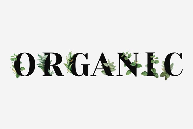 Tipografía botánica orgánica vector palabra negra