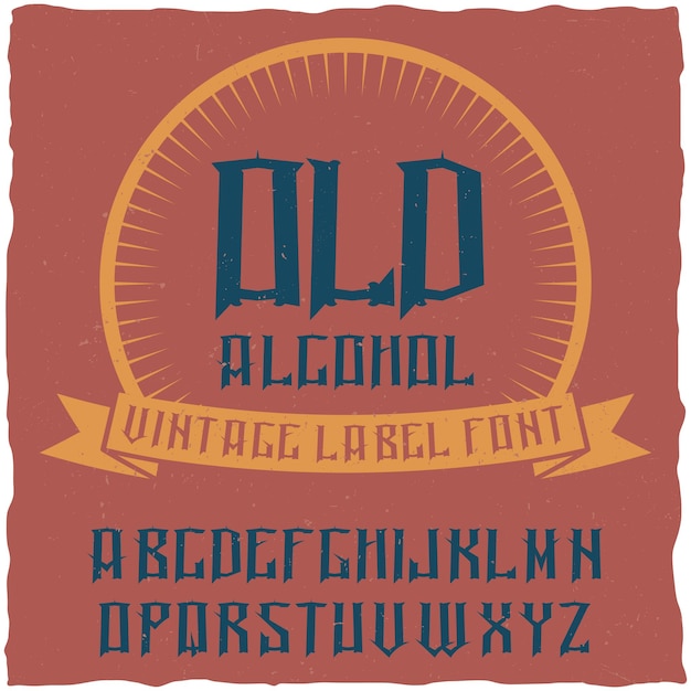 Vector gratuito tipografía de etiqueta vintage llamada alcohol.
