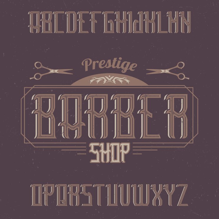 Vector gratuito tipografía de etiqueta vintage llamada barbershop