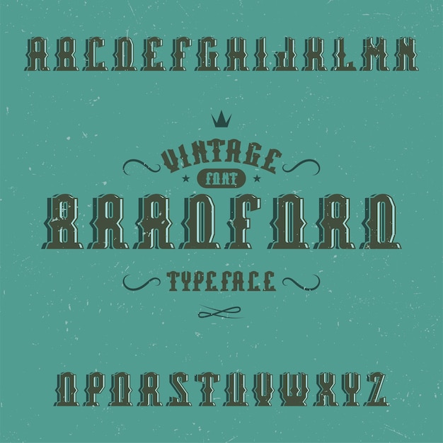 Tipografía de etiqueta vintage llamada bradford.