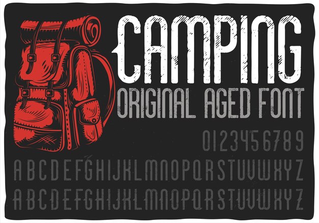 Tipografía de etiqueta vintage llamada "Camping".