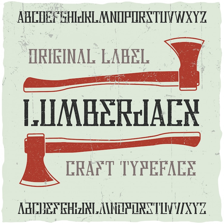 Vector gratuito tipografía de etiqueta vintage llamada leñador. buena fuente para usar en cualquier etiqueta o logotipo vintage.