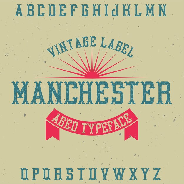 Vector gratuito tipografía de etiqueta vintage llamada manchester.