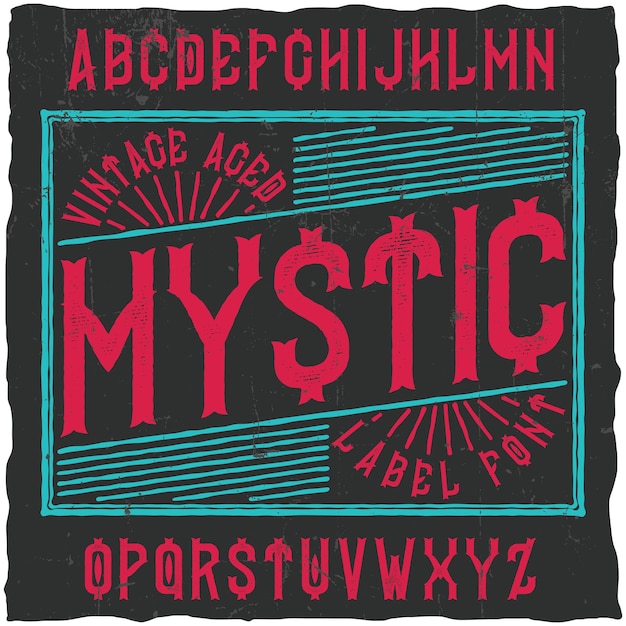 Tipografía de etiqueta vintage llamada mystic. buena fuente para usar en etiquetas o logotipos antiguos.