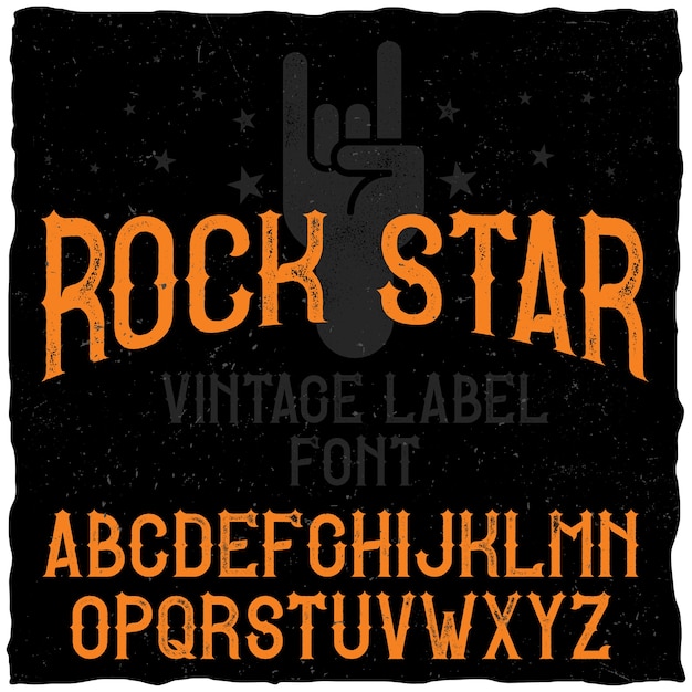 Vector gratuito tipografía de etiqueta vintage llamada rock star.