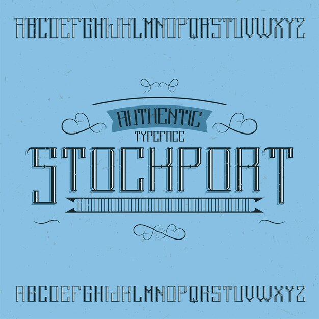 Tipografía de etiqueta vintage llamada Stockport.
