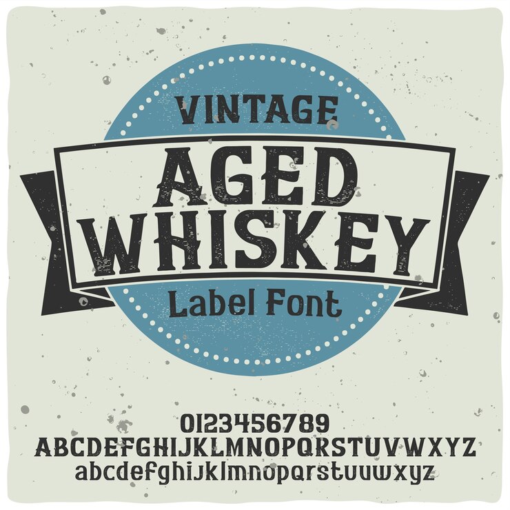 Vector gratuito tipografía de etiqueta vintage llamada whisky. buena fuente artesanal.