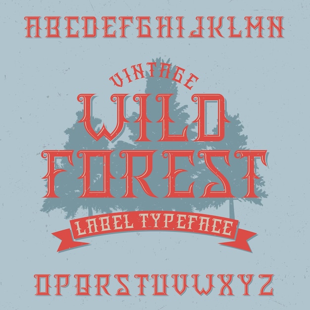 Vector gratuito tipografía de etiqueta vintage llamada wild forest