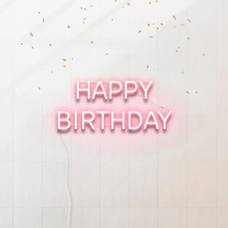 Vector gratuito tipografía de feliz cumpleaños rosa neón