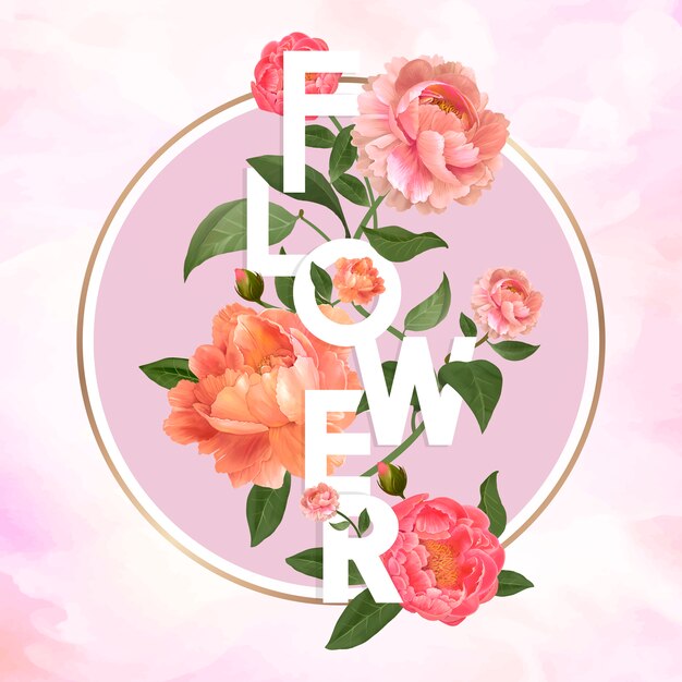 Tipografia de flor rosa