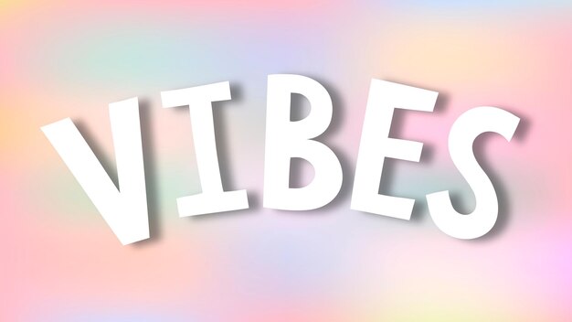 Tipografía de garabato de vibraciones blancas en un vector de fondo pastel