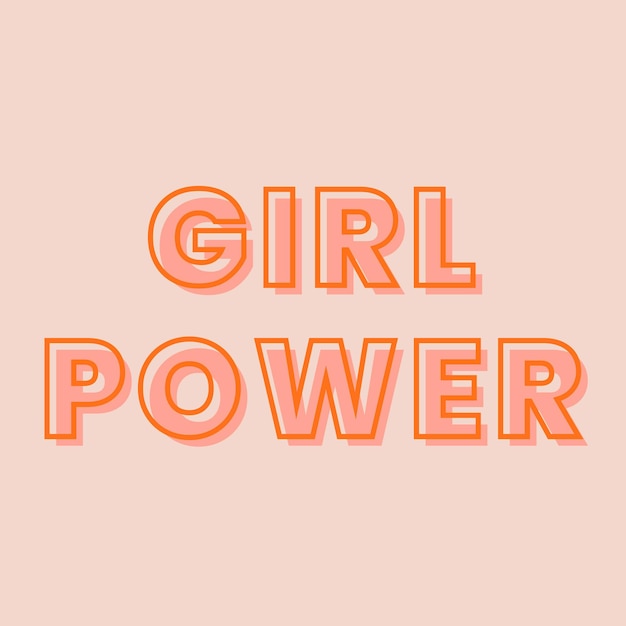 Vector gratuito tipografía de girl power en un vector de fondo de melocotón pastel