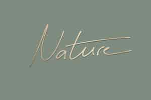 Vector gratuito tipografía de naturaleza dorada en un vector de fondo verde