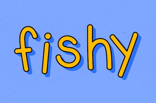 Vector gratuito tipografía de pescado amarillo en un vector de fondo azul