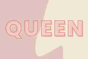 Vector gratuito tipografía de la reina en un vector de fondo marrón y beige