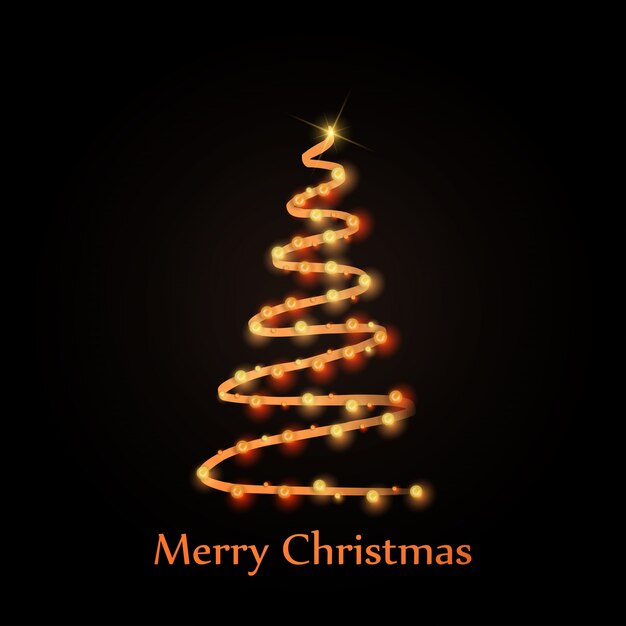 tipografía de tarjeta de saludos de Navidad con árbol de Navidad