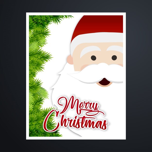 tipografía de tarjeta de saludos de Navidad con cara de santa cláusula