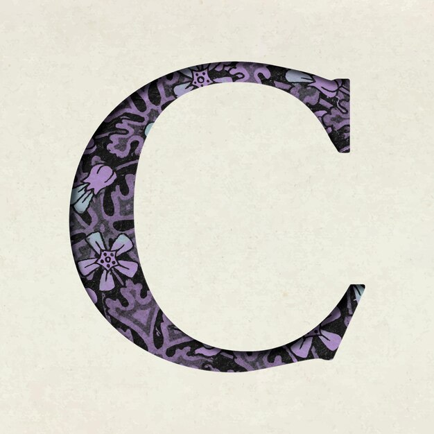 Tipografía vintage púrpura letra C