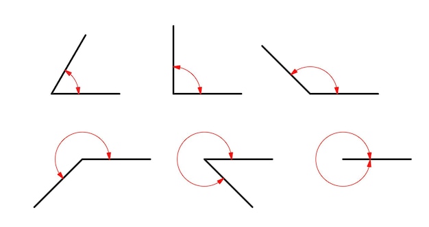 Vector gratuito tipos de ángulos sobre fondo blanco. icono de vector.