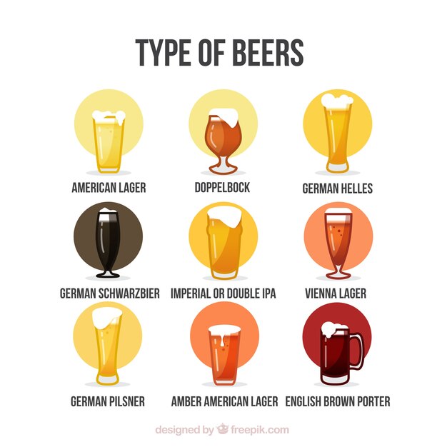 Tipos de cerveza dibujadas a mano