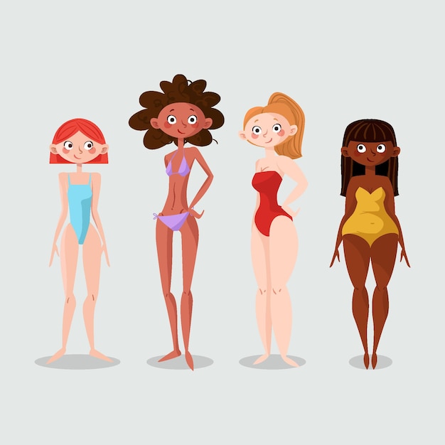 Vector gratuito tipos dibujados de formas del cuerpo femenino