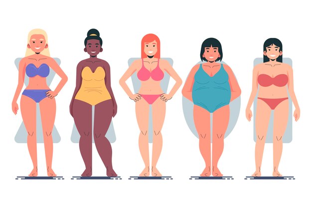 Tipos dibujados a mano de formas del cuerpo femenino