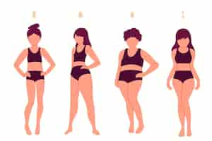 Vector gratuito tipos dibujados a mano de formas del cuerpo femenino