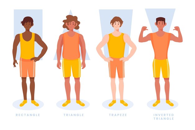 Tipos dibujados a mano de formas de cuerpo masculino